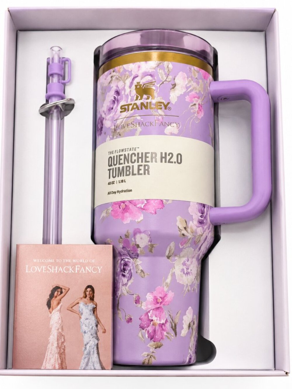 Stanley x LoveShackFancy FlowState Quencher H2.0 40oz Tumbler Gift Set New - Picture 2 of 4
